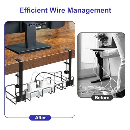OneLeaf Under Desk Cable Management Tray - No Drill Wire Management Rack for Office, Computer Desk Accessories with Cable Organization - size: 1 Pack - Medium