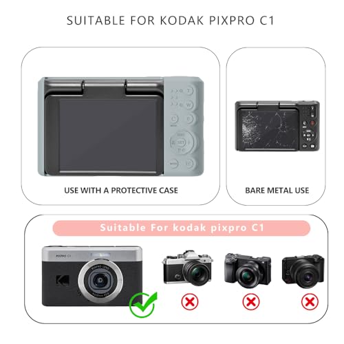 Case for Kodak PIXPRO C1 accessories,Soft Silicone Protective Case,Comes with 2 Screen Protectors and 1 Wrist Strap - Grey - color: Grey