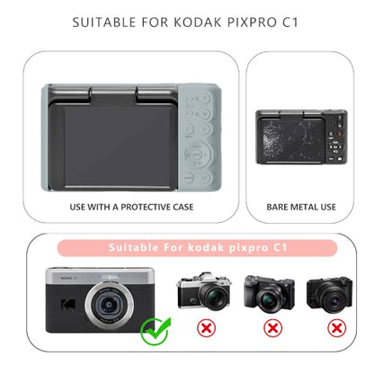 Case for Kodak PIXPRO C1 accessories,Soft Silicone Protective Case,Comes with 2 Screen Protectors and 1 Wrist Strap - Grey - color: Grey