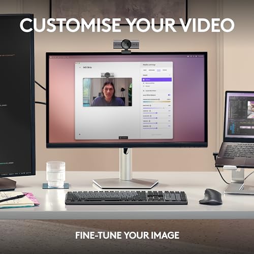Logitech MX Brio Ultra HD 4K Webcam with Noise Reducing Microphones, AI-Enhanced Image Quality, Privacy Protector and USB-C Connection - Graphite