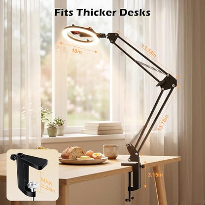 CloudValley Magnetic Overhead Phone Mount with 10" Ring Light, 5000mAh Desktop Tripod with Battery Display, Foldable LED Selfie Light with iPhone Stand for Video Recording Cooking, Live Streaming