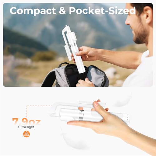 Sensyne 53" Selfie Stick for Phone, Extendable Travel Tripod with Detachable Remote for Photography, Selfies, Compatible with All Cell Phones, White - color: White