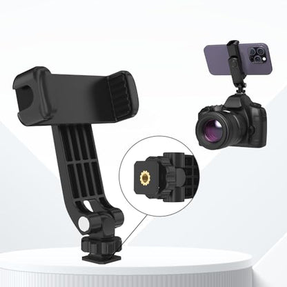 Flexible Phone Tripod Mount Adapter, Universal Smartphone Mount Adapter, Camera Cold/Hot Shoe Phone Tripod Holder for iPhone 17/16/15/14, Samsung Pixel Canon Nikon DSLR and More Cameras - color: Black