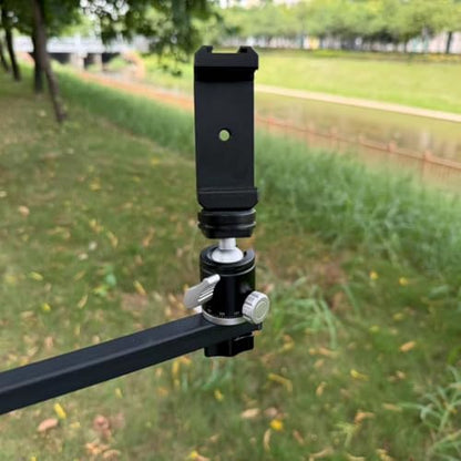Tree Stand Phone Mount for Self Filming Hunts, Metal Hunting Camera Arm | All-metal build, 33.3 in reach, fits 60-90 mm phones, 2 lb load, Compatible GoPro Mevo Start, storage bag included