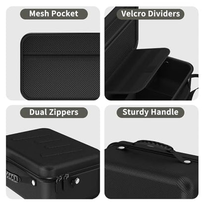 Hard Shell Camera Case Compatible with Canon EOS Rebel T7/R50/R100 and More DSLR & Mirrorless Cameras – Portable Travel Bag with Adjustable Dividers, Mesh Pocket & Shoulder Strap (Black) - color: Black