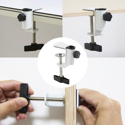 Carbon Steel C Clamp Clip Mount for Camera Monitor, Desktop Mount Holder Universal C-Clamp for Microphone Mic, Table Mount Holder Mounting Bracket Stand for Microphone/Tablet (White)