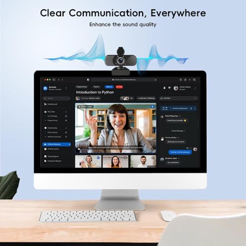 2K Webcam PC Webcam with Microphone and Physical Privacy Cover, Noise-Canceling Microphone, Auto Light Correction, Wide Angle, Plug and Play for Conferences/Online Classes/Live Streaming/Zoom/Teams - style: 2K