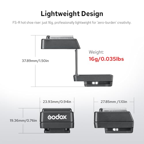 Godox FS-R Single Contact Folding Hot Shoe Riser, HotShoe Extender Mount Adapter Compatible with iM30, iM20, iM22 for Flexible Flash Positioning