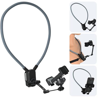 Neck Phone Holder, Hands Free POV/Vlog Neck Phone Holder for Recording, Anti-Shake Chest Strap, for iPhone Android, 360° Adjustable