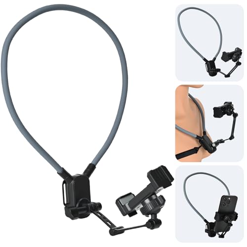 Neck Phone Holder, Hands Free POV/Vlog Neck Phone Holder for Recording, Anti-Shake Chest Strap, for iPhone Android, 360° Adjustable