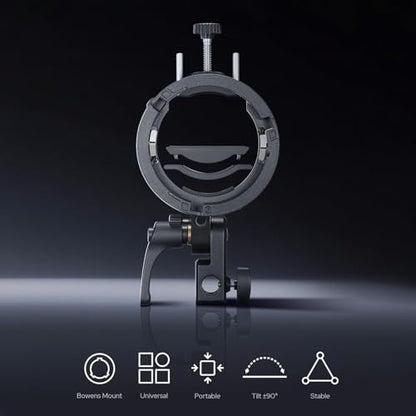 GODOX S3 Speedlite Bracket, 𝐆𝐨𝐝𝐨𝐱 𝐒𝟐 𝐔𝐩𝐠𝐫𝐚𝐝𝐞, Adjustment Angle±90°,Umbrella Hole, Bowens Mount Holder for Godox AD200Pro II AD300Pro II AD200Pro V1 V100 V1Pro AD300Pro AD100Pro etc.