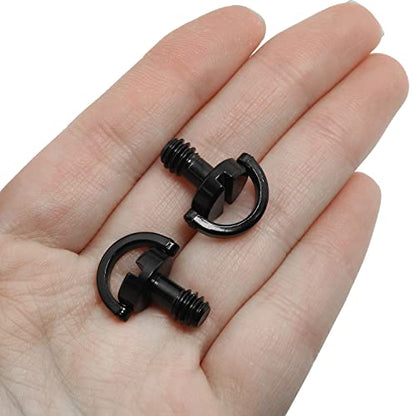 1/4inch Tripod Screw LUORNG 2PCS 1/4"-20 Stainless Steel D Shaft D-Ring for Camera Camcorder Tripod Monopod QR Quick Release Plate, Mounting Screw Adapter, Quick Release Camera Screw, Black