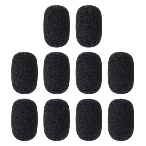 MECCANIXITY 10 Pcs Mini Foam Microphone Windscreen, 17x27mm High Density Black Mic Cover Noise Reduction Foam Covers for Streaming Stage Conference Use - color: Black, size: 17x27mm