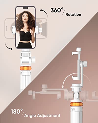 EUCOS 62" Tripod for iPhone, Sturdy Selfie Stick Tripod with Remote & Lightweight Phone Stand, Solidest Portable Cell Phone Tripod, Compatible iPhone Pro Max/Android [White] - color: Mineral White