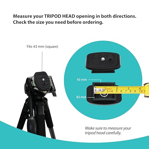 Foto&Tech 2 Pcs 43mm Tripod Quick Release Plate, Camera Mounting Adapter, Replacement Parts for Tripod, for KingJoy, UBeesize 60” TR60, Torjim 60-Inch AX60, Victiv, Endurax 66" ETR66, Zomei Q111 - size: 43mm