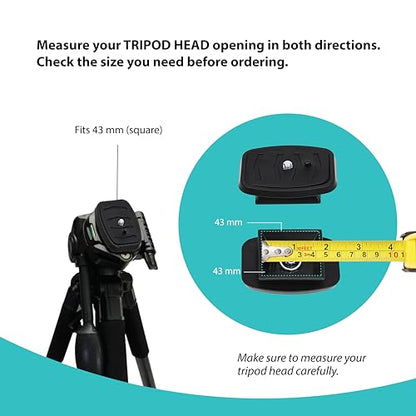 Foto&Tech 2 Pcs 43mm Tripod Quick Release Plate, Camera Mounting Adapter, Replacement Parts for Tripod, for KingJoy, UBeesize 60” TR60, Torjim 60-Inch AX60, Victiv, Endurax 66" ETR66, Zomei Q111 - size: 43mm
