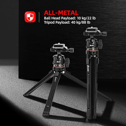 Zeadio All-in-One Metal Tripod Kit with Arca Ball Head, Phone Stand and Action Camera Adapter for Recording/YouTube/Filming/Vlogs, Compact Travel Tripod for Camera, Gimbal & Action Cam etc - style: With Arca Ball Head