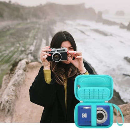 Elonbo Camera Carrying Case for KODAK PIXPRO FZ55 / FZ53 / FZ45 / FZ43 16MP Digital Camera, Vlogging Camera Storage Holder Travel Bag, Mesh Bag Fits Batteries, Cable, Memory Card, Card Reader, Green - color: Green+Inside Green