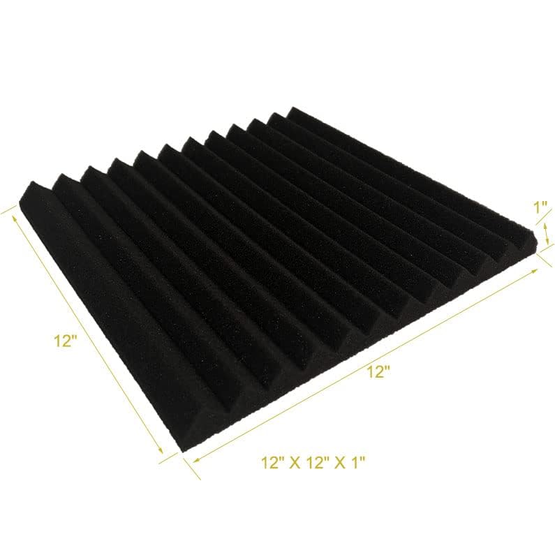 52 Pack Purple Black 1" x 12" x 12" Acoustic Wedge Studio Foam Sound Absorption Wall Panels - color: Purple/Black