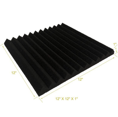 52 Pack Purple Black 1" x 12" x 12" Acoustic Wedge Studio Foam Sound Absorption Wall Panels - color: Purple/Black