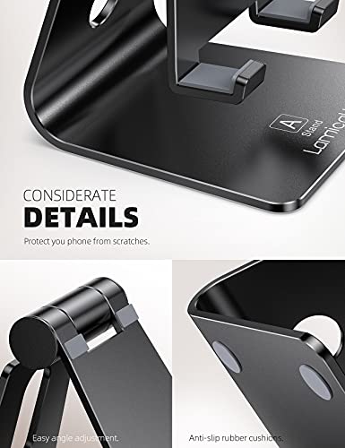 Lamicall Adjustable Cell Phone Stand, Desk Phone Holder, Cradle, Dock, Compatible with iPhone 17 16 15 14 Air Plus Pro Pro Max 13 12 X XS, 4-8" Phones, Office Accessories Gifts, All Smartphone, Black - color: Black