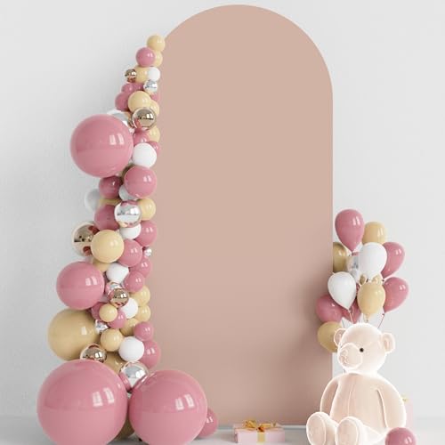 Wokceer 6FT Wedding Arch Backdrop Cover Spandex Fitted Nude Wedding Arch Covers Round Top Chiara Arches Backdrop Cover for Birthday Party Ceremony Banquet Decoration - color: Nude, size: 6 FT