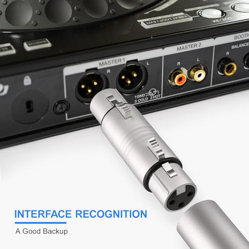 4 Pack (2 Pair) Professional XLR Adapter, 3 Pin XLR Female to Female & Male to Male Connector, Fit for Microphone, Audio Mixer, Speaker, Silver - size: 2 Pair