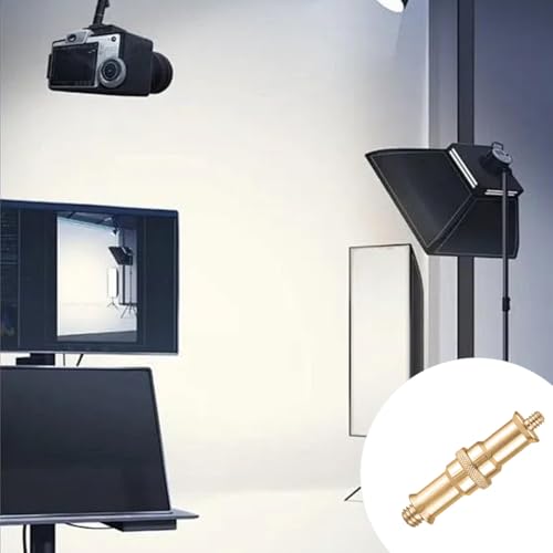 KuuGuu 4 PCS Standard 1/4 to 3/8 inch Metal Convertor Threaded Screw Tripod Adapter Spigot Stud for Flash Holder, Studio Light Stand, Ball Head (Copper) - size: Gold(4)