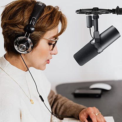 Geekria for Creators Microphone Shock Mount Compatible with Shure MV7, MV7+, SM7B, MV7X Mic Anti-Vibration Suspension Adapter Clamp Mic Holder Clip (Black)