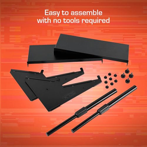 XTS Mini Duo-Flex Desktop Stand, 2 Tiers with Trays for FX Pedals / Synths / Audio Interfaces / MIDI Controllers, Holds 2-4 Pedals or Machines on Each Tier, 15.5" Width, Fits Elektron Digitakt / Digitone / Octatrack & More - size: Mini Duo-Flex Stand