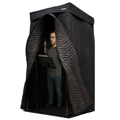Portable Vocal Booth, Home Recording Studio, Echo-Free Sound Isolation Booth for Voice-Over, Singing (ZIGZAG-BLK, XL) - size: XL