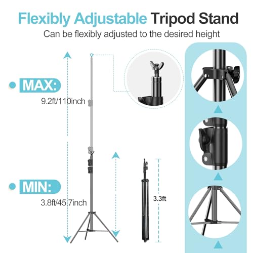 EMART Heavy Duty Background Stand, 9.2 x 10ft Adjustable Backdrop Support System Kit with Carry Bag for Photography - size: 10ft x 9.2ft