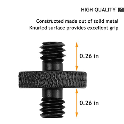 6 Pack 1/4" Male to 1/4" Male Threaded Tripod Screw Adapter Double Sided Standard Mounting Thread Converter for Camera Cage Mount - color: Aluminium Alloy