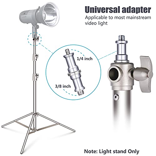 NEEWER 102"/2.6m Stainless Steel Light Stand, Spring Cushioned Heavy Duty Photography Tripod with 1/4” to 3/8” Universal Screw Adapter for Strobe, LED Video Lighting, Ringlight, Monolight, Softbox - style: ST-260SS