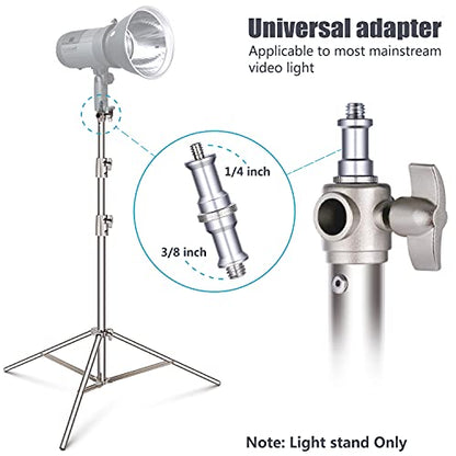 NEEWER 102"/2.6m Stainless Steel Light Stand, Spring Cushioned Heavy Duty Photography Tripod with 1/4” to 3/8” Universal Screw Adapter for Strobe, LED Video Lighting, Ringlight, Monolight, Softbox - style: ST-260SS