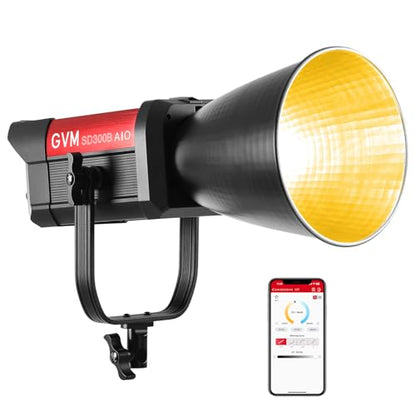 GVM 300W LED Video Light, 221950lux/1m, AIO SD300B Photography Lighting Kit with APP Control, 2700K-6800K Studio Light Continuous Lighting Kit for YouTube,Film,12 Scene Effects - size: 300W - Basic Kit