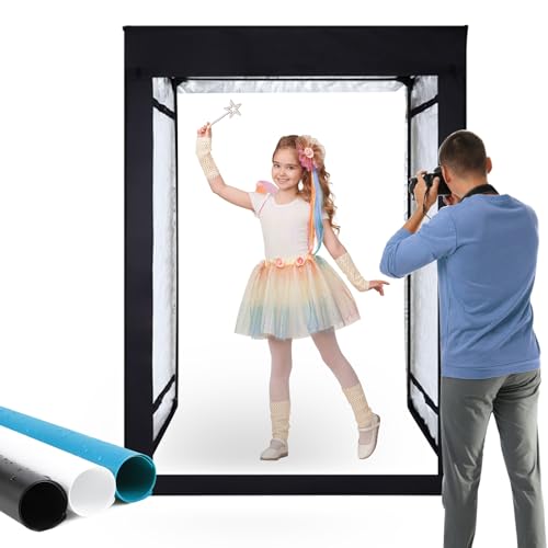 48"x64"x40" Large Photo Studio Light Box Photography, 8 Light LED Panels Dimmable Shooting Tent with 3 Color Backdrops Continuous Lighting Softbox for Model Clothing Photography - size: 48x64 in (8 LED Strips)