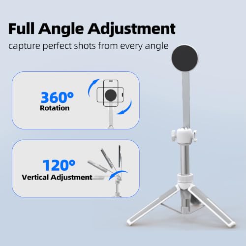 PHOPIK 35" Magnetic Selfie Stick Phone Tripod, Extendable Phone Tripod with Cold Shoe and Remote,Compatible with iPhone/Android/Sport Camera Perfect for Video Recording/Selfies/Insta360 x5（White） - size: SS21-W