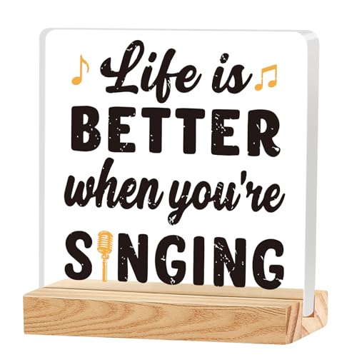 Funny Desk Shelf Decor, Life Better Singing Acrylic Sign | Life Better Singing Sign, Funny Shelf Sign, Home Office Decor, Acrylic Sign - color: Better when You're Singing