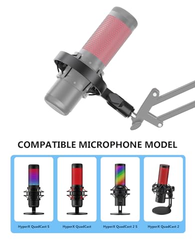[2026 Upgrade] Microphone Shock Mount for HyperX QuadCast with 3/8" or 1/4" Screw Adapter, Works with HyperX QuadCast Microphone Stand & Boom Arm Durable Replacement Accessory for Mic - size: HyperX QuadCast Shock Mount