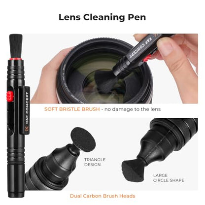 K&F Concept 25-1 Professional Camera Cleaning Kit with APS-C Sensor Cleaning Swabs/60ML & 20ML Lens Cleaner/Cleaning Wipes/Camera Blower/Lens Pen Brush/Microfiber Cloths/Carrying Case - size: 16mm