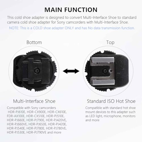 Multi-Interface Shoe Adapter MIS Converter to Universal Cold Shoe Adapter Compatible for Sony Multi-Interface Shoe Camcorder (Updated Version)