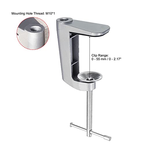 PATIKIL Adjustable Replacement Clamp for Lamps, 2 Pack Universal Adjustable C Shape Desk Table Mount Clamp for Microphone Arm Desk Lamps Stand, Silver - color: Silver