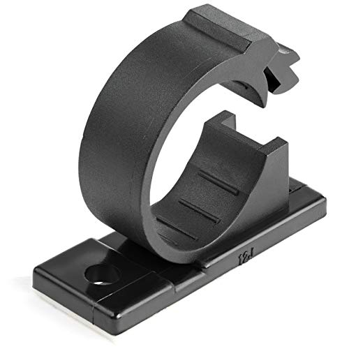 StarTech 100 Adhesive Cable Management Clips, Black, TAA, Sticky (CBMCC3) | Nylon Self Adhesive Clamp UL/94V-2 Fire Rated, Network/Ethernet/Office Desk/Computer Cord Organizer, Wire Holders - size: Large | 0.67 in. max. diameter