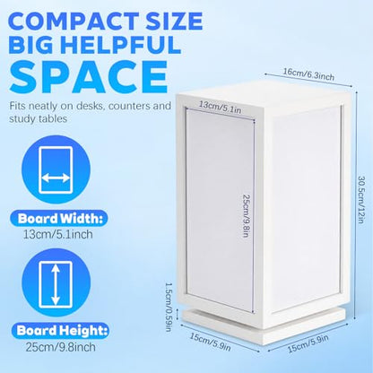 Lincia 12" x 6.5" x 6.5" 4-Sided Rotating Desktop Whiteboard Tower, Dry Erase Board Planner with 8 Markers and Eraser, Multi-Surface Memo Board for to-Do Lists, Weekly Planning, Office, Home, School - style: 4-sided