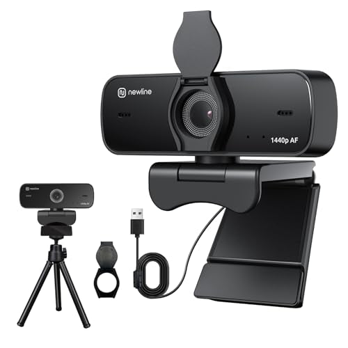 2.5K Webcam for PC, Auto Focus, Privacy Cover, Tripod Stand, Professional Webcam with Microphone for Conferencing and Streaming