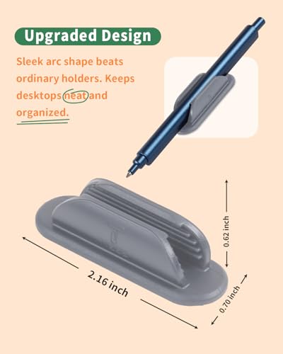 Tiizze Adhesive Pencil Holders for Desk Set of 10 - Silicone Pen Holder with 15 PCS Adhesive Pads - Flexible Pencil Holder for Office Essentials Accessories and Teacher Supplies - Grey - color: Gray