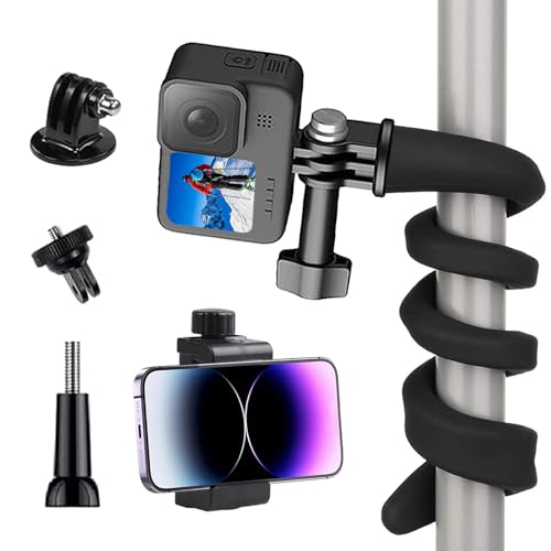 Flexible Camera Mount Compatible with GoPro Hero 13 12 11 10 9/AKASO EK7000/Brave 4/Insta360 X5/ ODDV/DJI Action 5 Pro Camera, Gooseneck Phone Holder for 2.32-3.93'' Phone, 16.5Inch (42CM), 1Pack