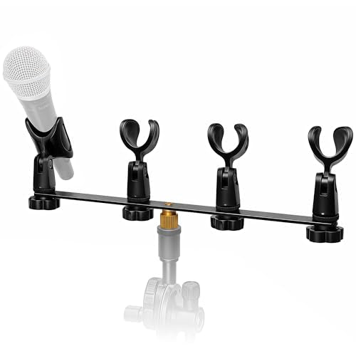 Musiin Multi-Function Desktop Microphone Stand, Adjustable Table Mic Stand with Microphone Clip (1-to-4 Microphone clip) - size: 1-to-4 Microphone clip