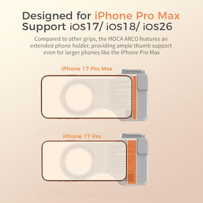 COMITOK iPhone Pro Max Camera Grip MOCA ARCO with Case for iOS26, Compatible with iOS17/iOS18, Phone Camera Grip with Enhanced Handle & Anti-Drop Detachable Remote for Easy Shooting, YouTube, Tiktok - style: MOCA ARCO Pro Edition